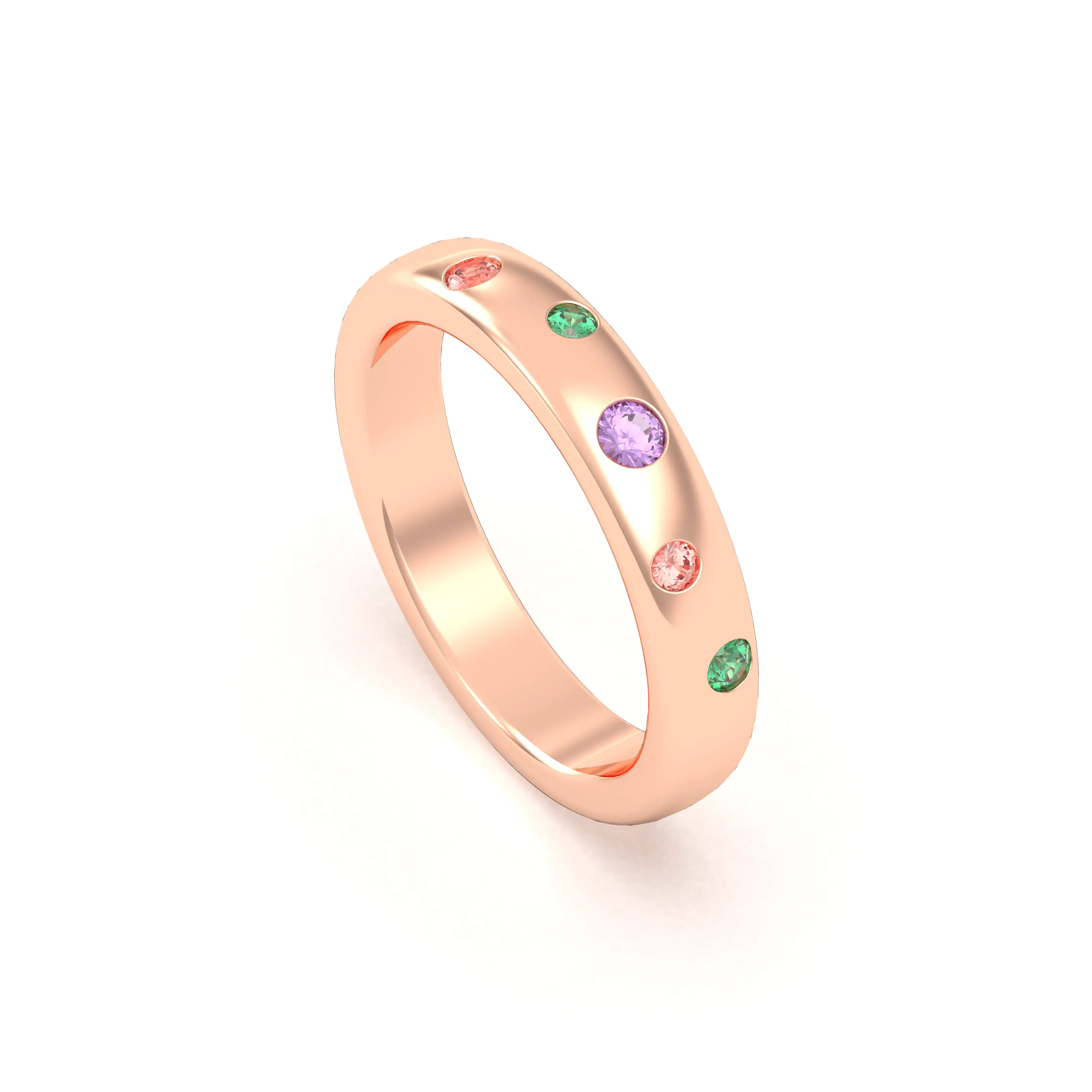 Bague Elisa en or rose 18 carats – pierres fines et précieuses au choix