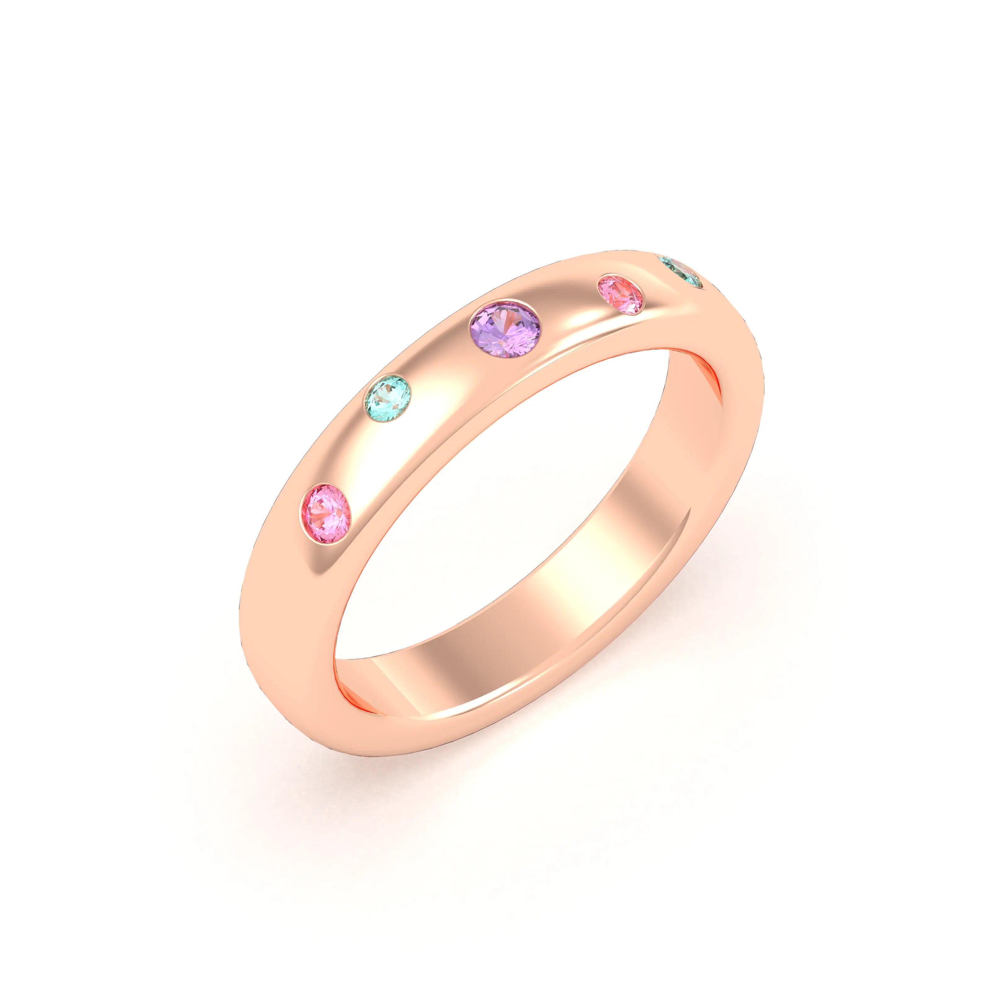 Bague Elisa en or rose 18 carats – pierres fines et précieuses au choix Saphirs roses - Saphirs violets - Tourmalines paraiba