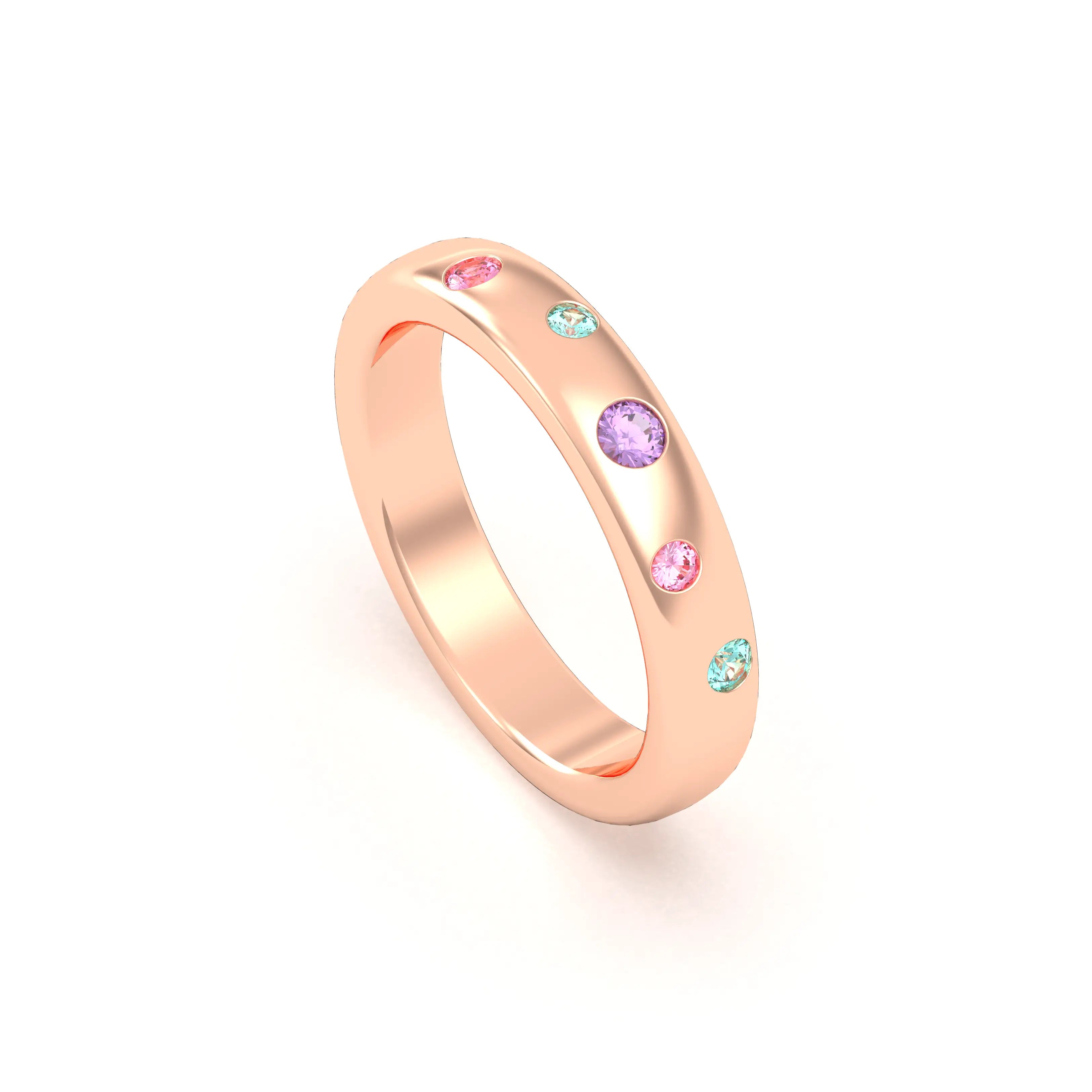 Bague Elisa en or rose 18 carats – pierres fines et précieuses au choix