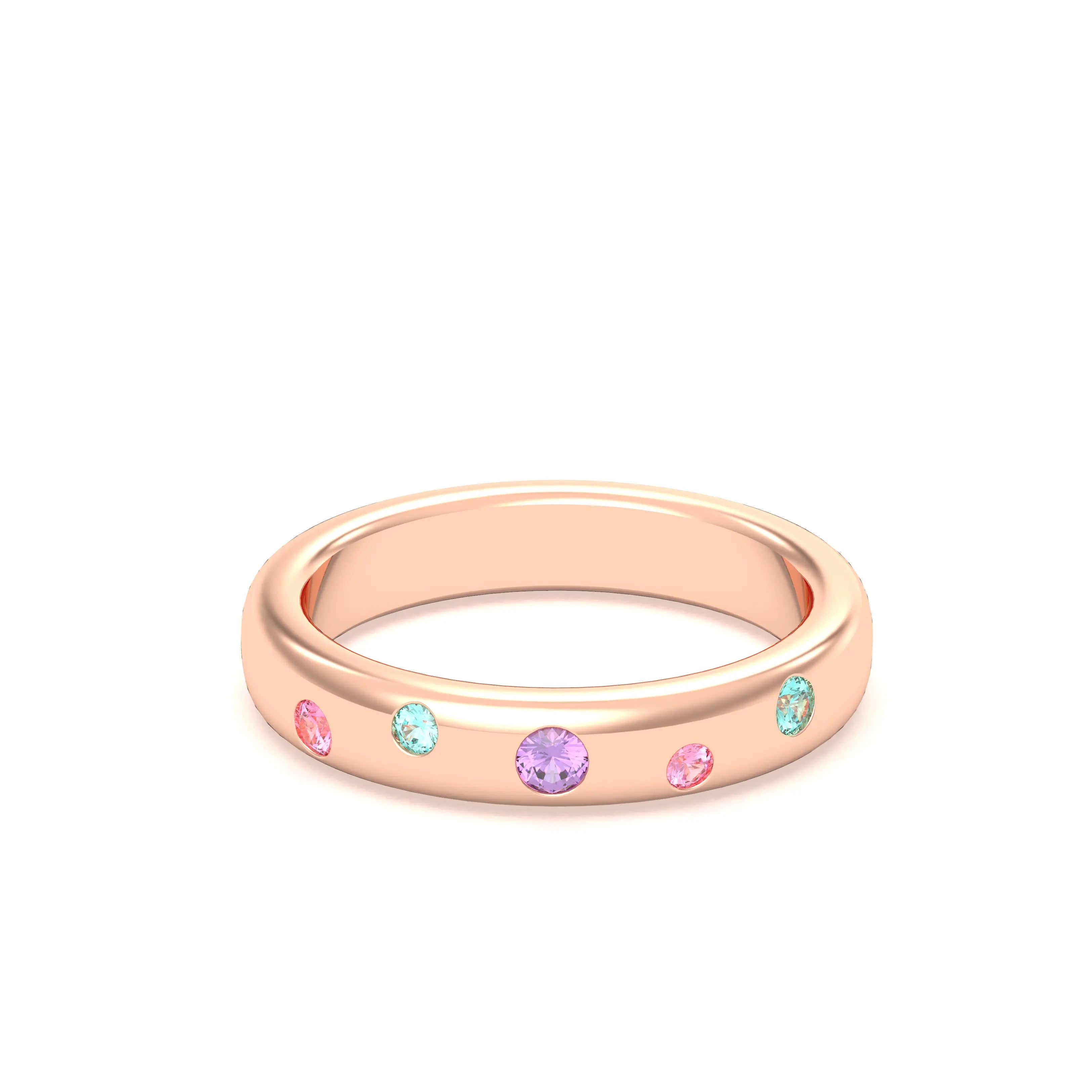 Bague Elisa en or rose 18 carats – pierres fines et précieuses au choix