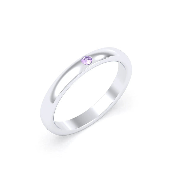 Bague Elisa Solitaire – L'Essence de l'Argent 950 et son Point de Lumière Améthyste