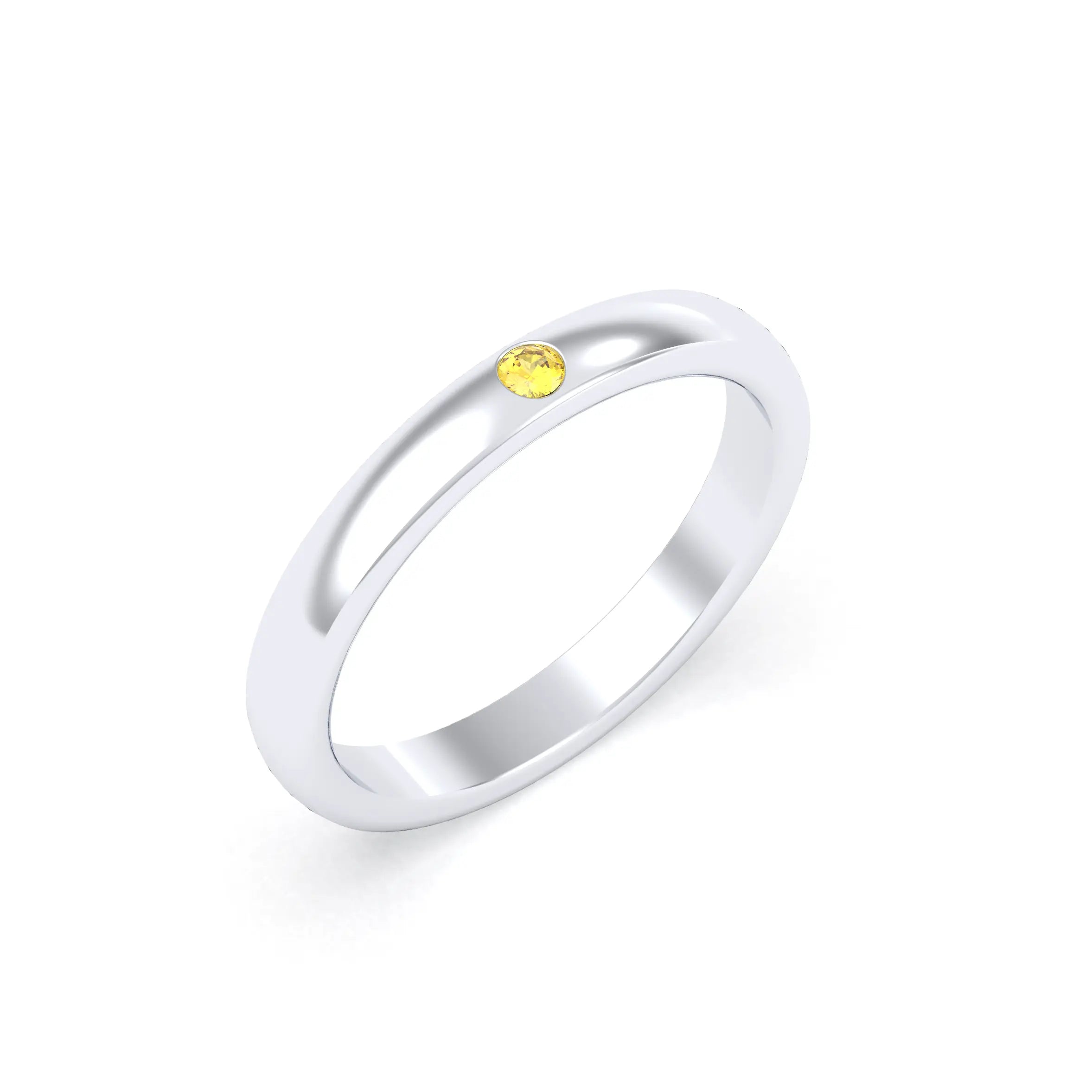 Bague Elisa Solitaire – L'Argent 950 sublimé par les Pierres Précieuses Saphir jaune