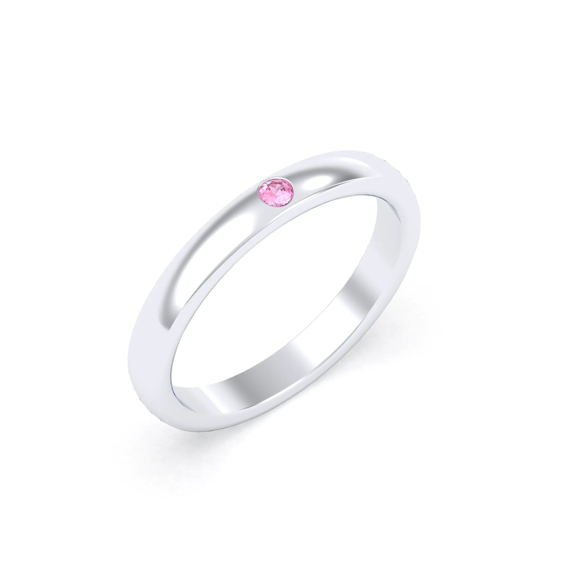 Bague Elisa Solitaire – L'Argent 950 sublimé par les Pierres Précieuses Saphir rose