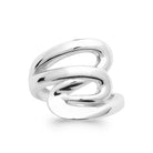 Bague enroulement de fils bombés en argent 925 rhodié, vue de face