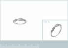 Bague entrelacs pavés de zircons en argent 925, planche avec vue à taille réelle et réglet