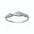 Bague entrelacs pavés de zircons en argent 925, vue de face