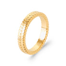 Bague épi de blé gravé en plaqué or, vue de trois quarts