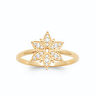 Bague étoile à huit branches pavées de zircons plaqué or, vue de face
