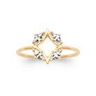Bague étoile ouverte quatre zircons navettes en plaqué or