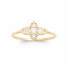 Bague étoile à quatre branches perlée et zircons plaqué or, vue de face