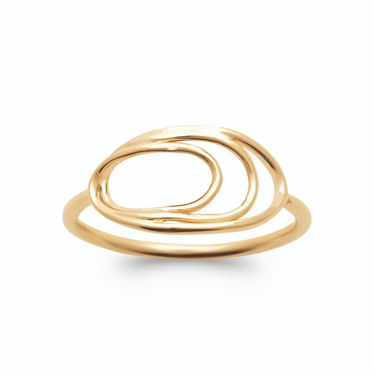 Bague fil d’or deux ellipses ouvertes concentriques en plaqué or