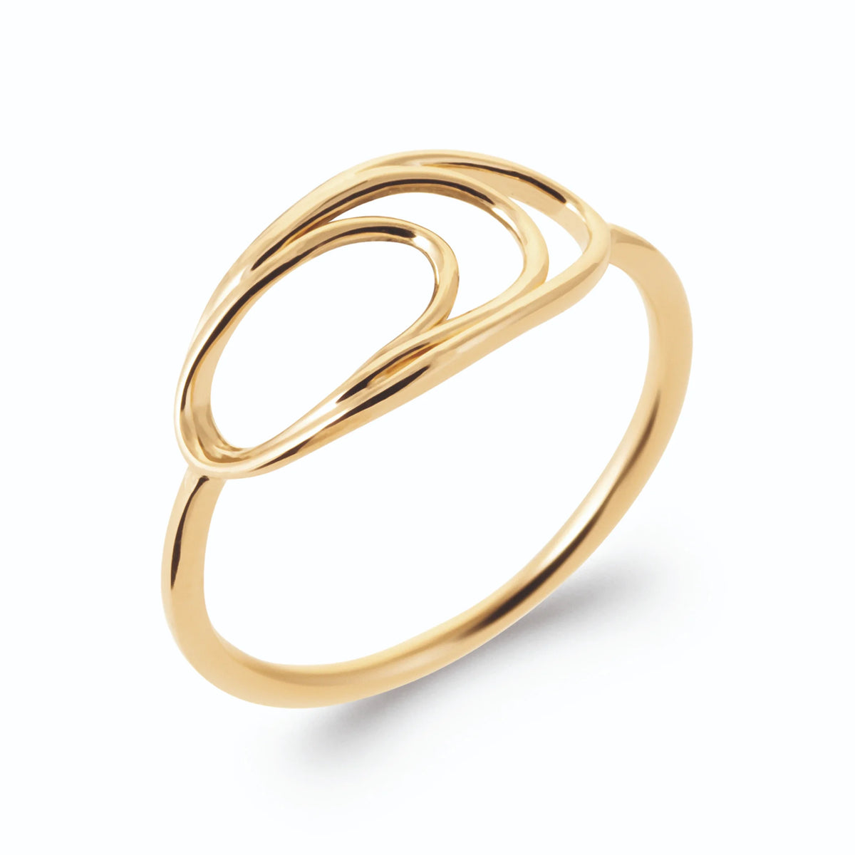 Bague fil d’or deux ellipses ouvertes concentriques en plaqué or