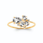 Bague fine bouquet asymétrique de zircons en plaqué or