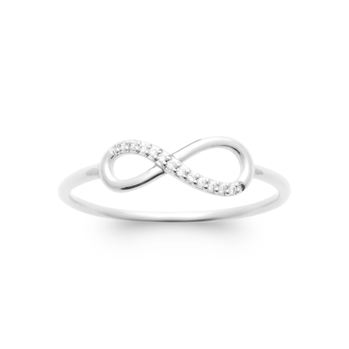 Bague fine courbe pavée de zircons en argent 925