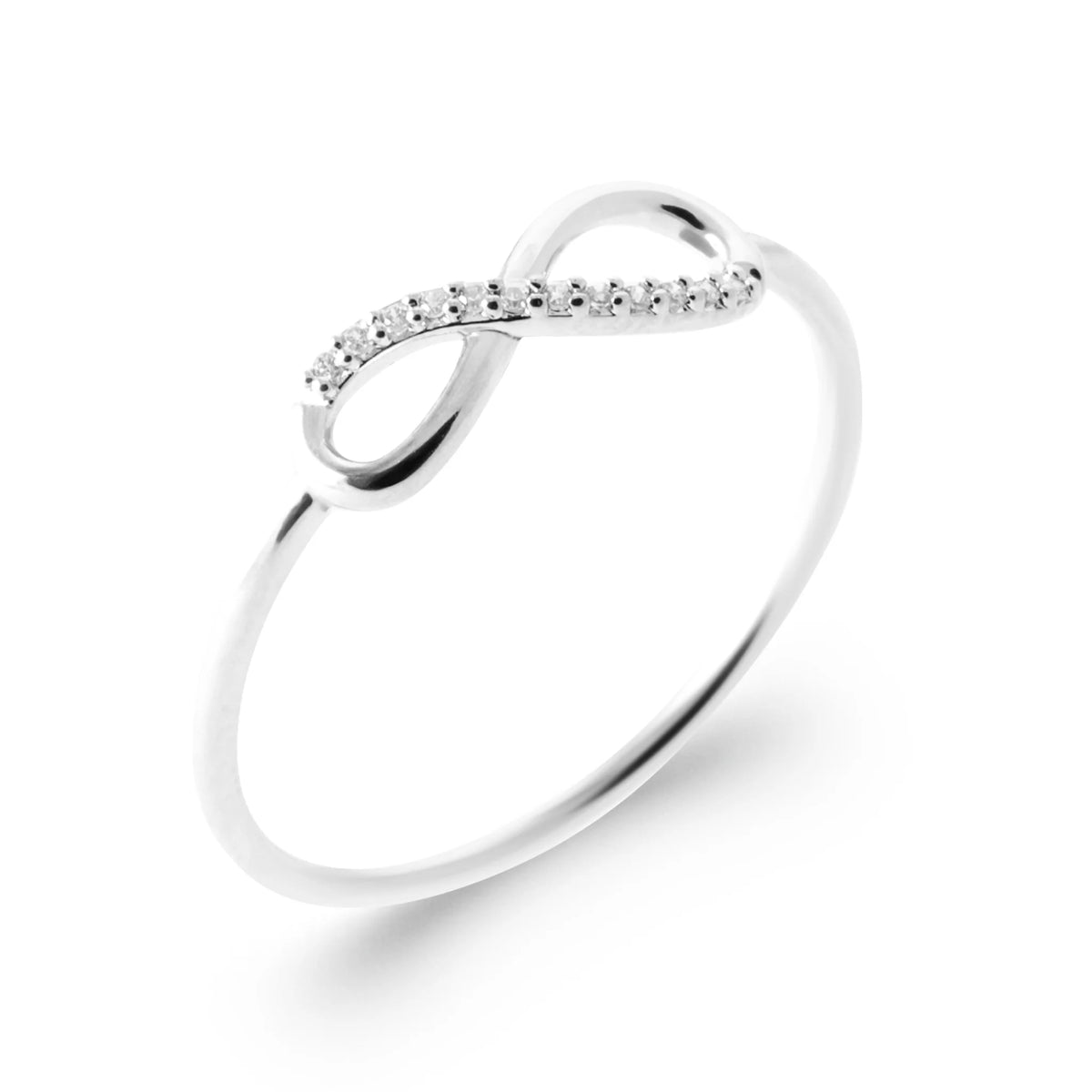 Bague fine courbe pavée de zircons en argent 925