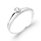 Bague fine croisée ligne pavée et petit zircon en argent 925