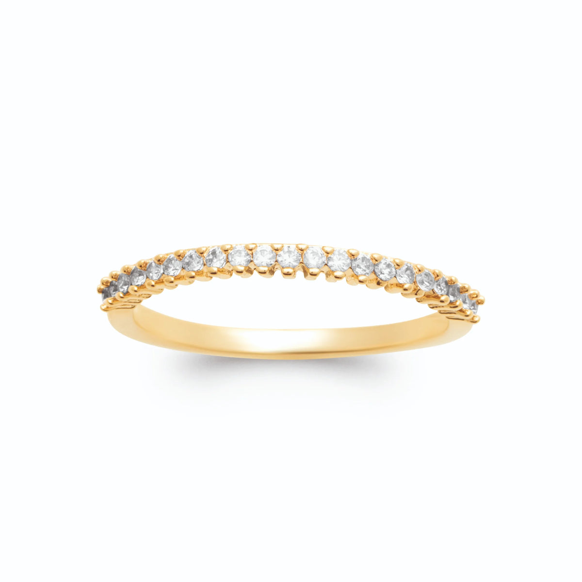 Bague fine demi-tour de zircons en plaqué or