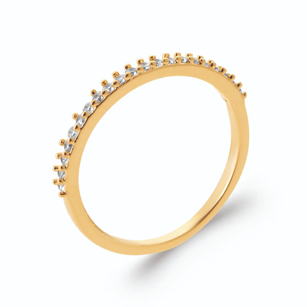 Bague fine demi-tour de zircons en plaqué or