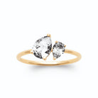 Bague fine duo de zircons poires en plaqué or