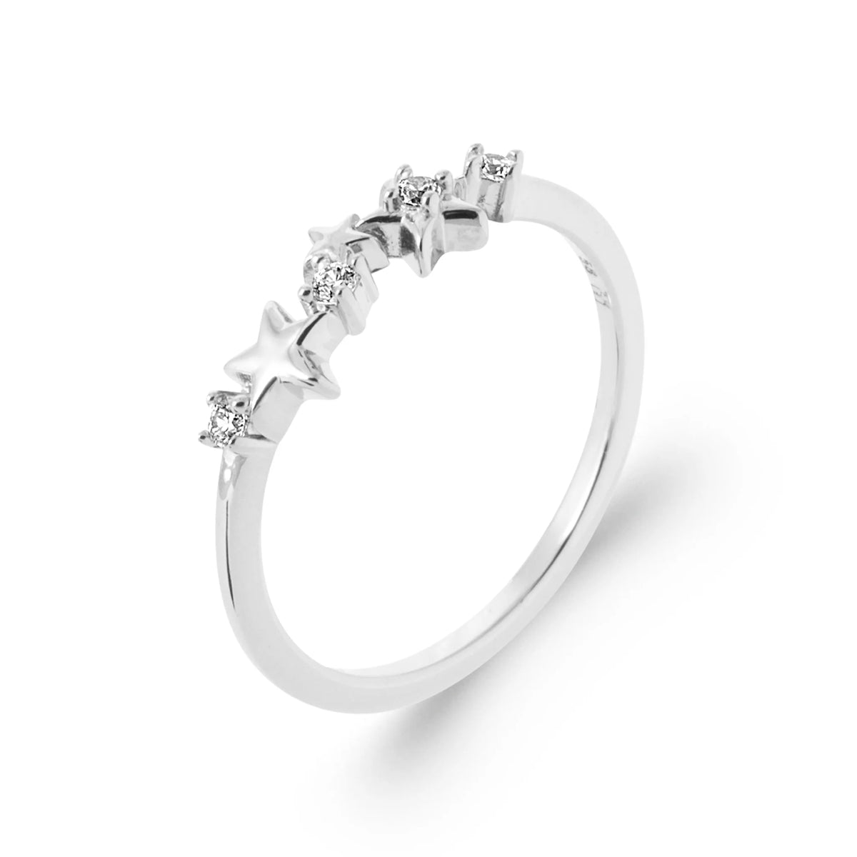 Bague fine étoiles serties de zircons en argent 925