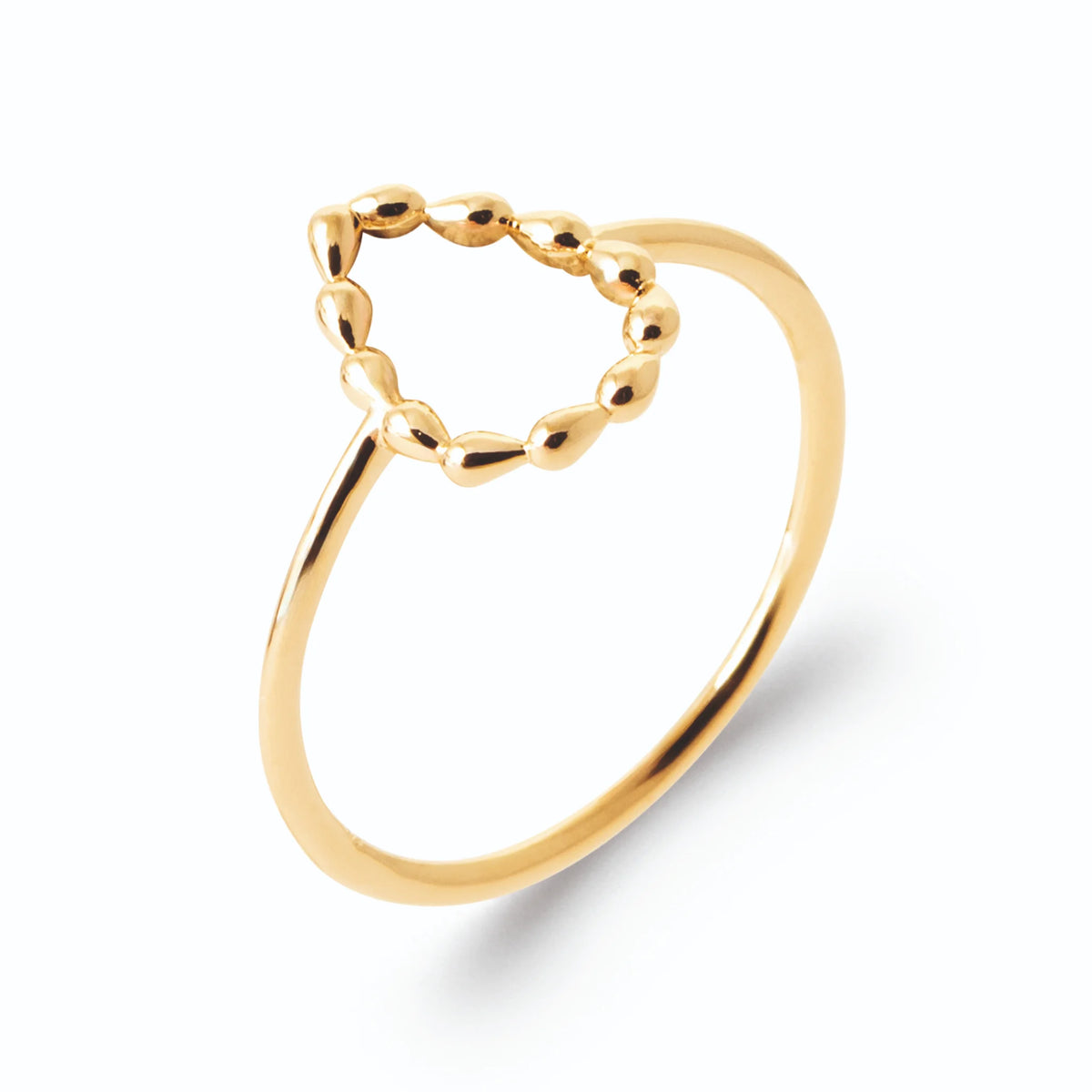 Bague fine goutte ajourée de grains d’or en plaqué or