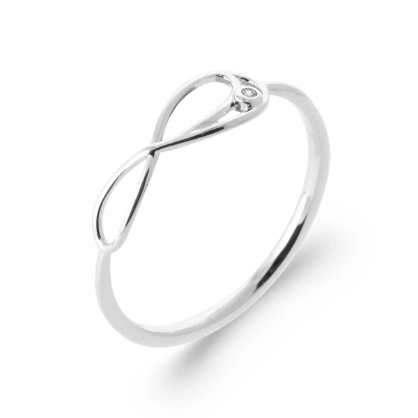 Bague fine infini et petit zircon en argent 925