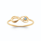 Bague fine infini et petite pierre bleu ciel en plaqué or