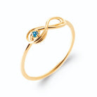 Bague fine infini et petite pierre bleu ciel en plaqué or