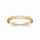 Bague fine maillons infini et petits zircons plaqué or, vue de face