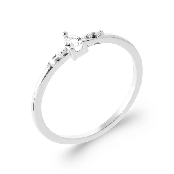 Bague fine mini trio de zircons poire en argent 925