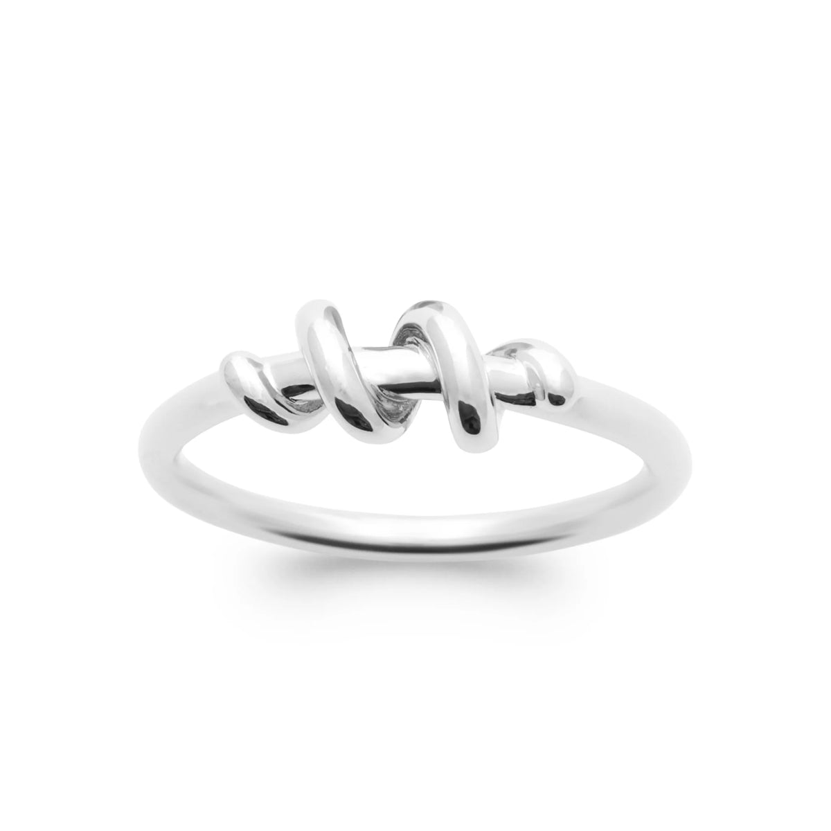 Bague fine nœud enroulé en argent 925 rhodié