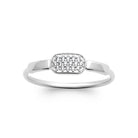 Bague fine petit cœur pavé de zircons en argent 925
