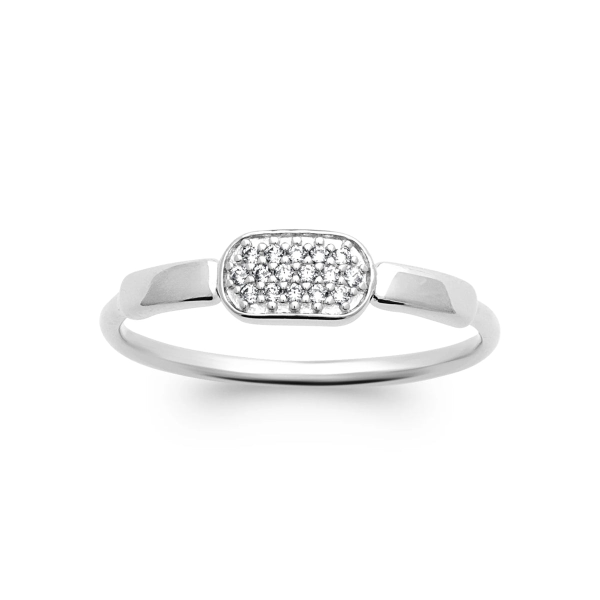 Bague fine petit cœur pavé de zircons en argent 925