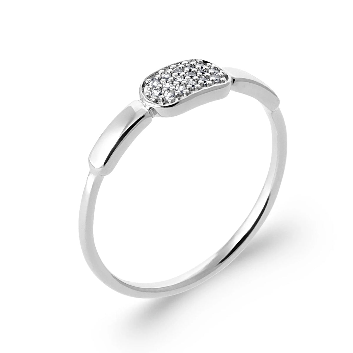 Bague fine petit cœur pavé de zircons en argent 925