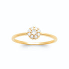 Bague fine petite rosace de zircons en plaqué or