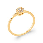 Bague fine petite rosace de zircons en plaqué or