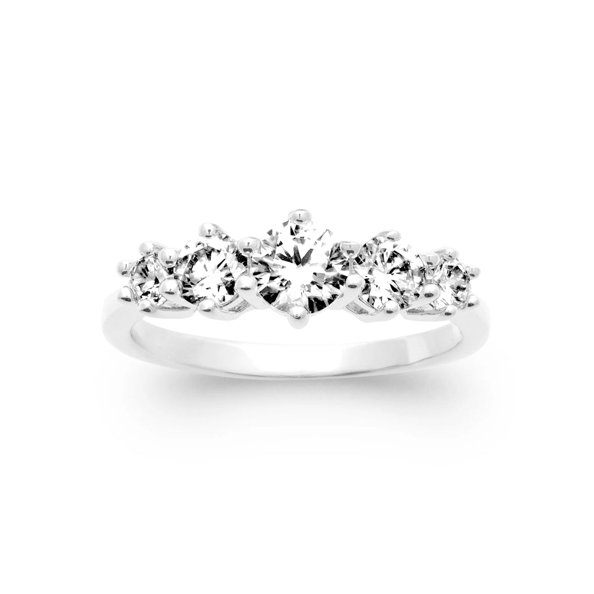Bague fine rang de cinq zircons en dégradé en argent 925