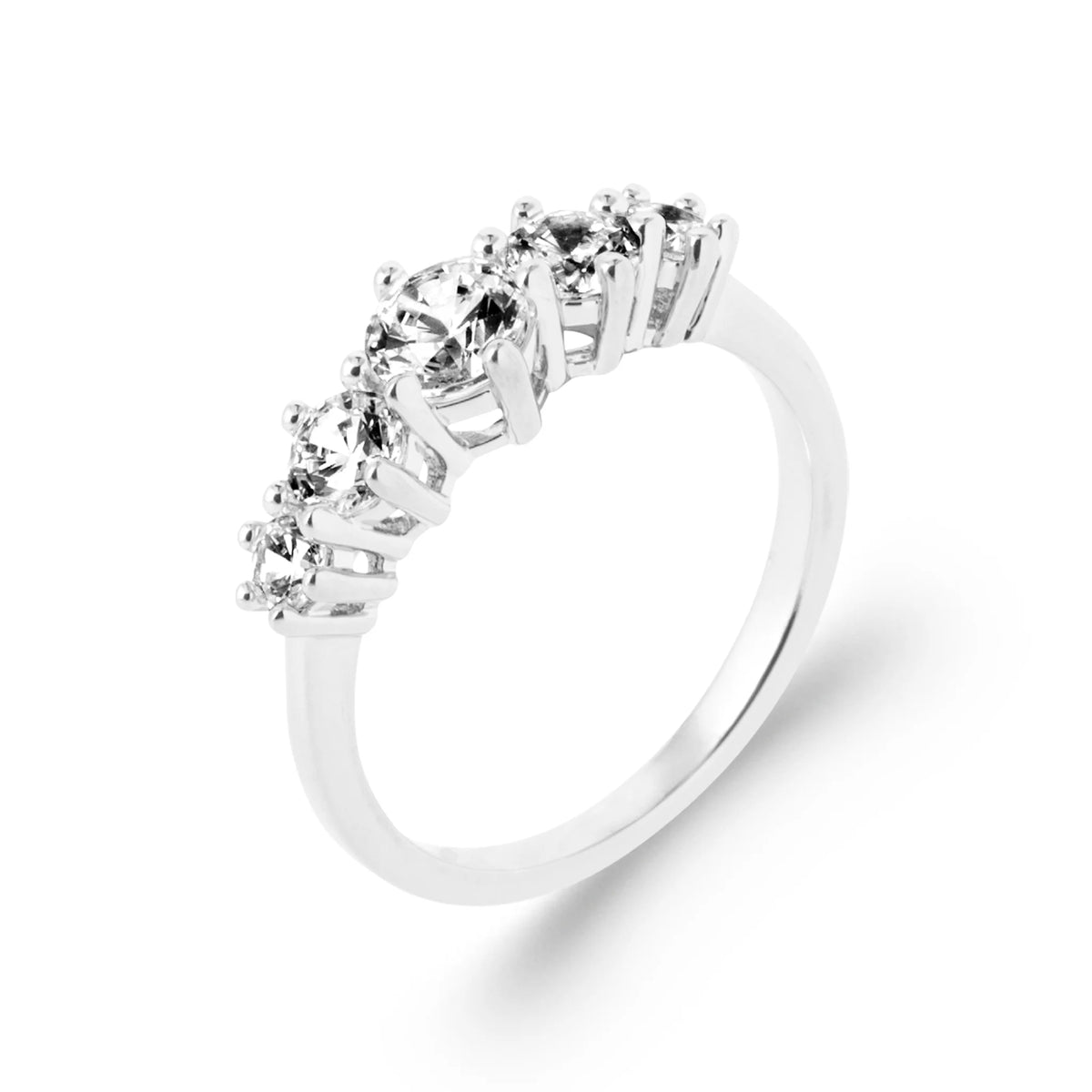 Bague fine rang de cinq zircons en dégradé en argent 925