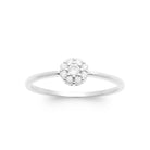 Bague fine rosace de zircons en argent 925, vue de dessus
