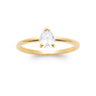 Bague fine solitaire zircon taille poire en plaqué or
