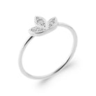 Bague fine trois feuilles pavées de zircons en argent 925