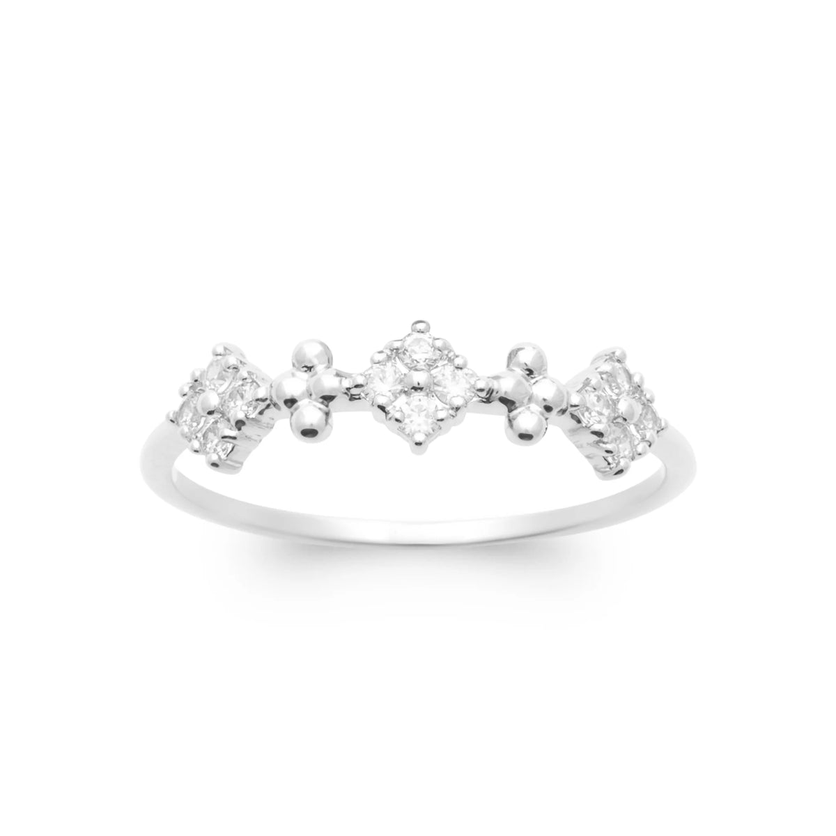 Bague fine trois losanges de zircons en argent 925