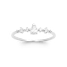Bague fine zircon poire et éclats de zircons en argent 925