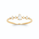 Bague fine zircon poire et petits zircons en constellation en plaqué or