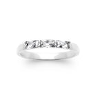 Bague fine zircons baguettes en biais en argent 925, vue de face