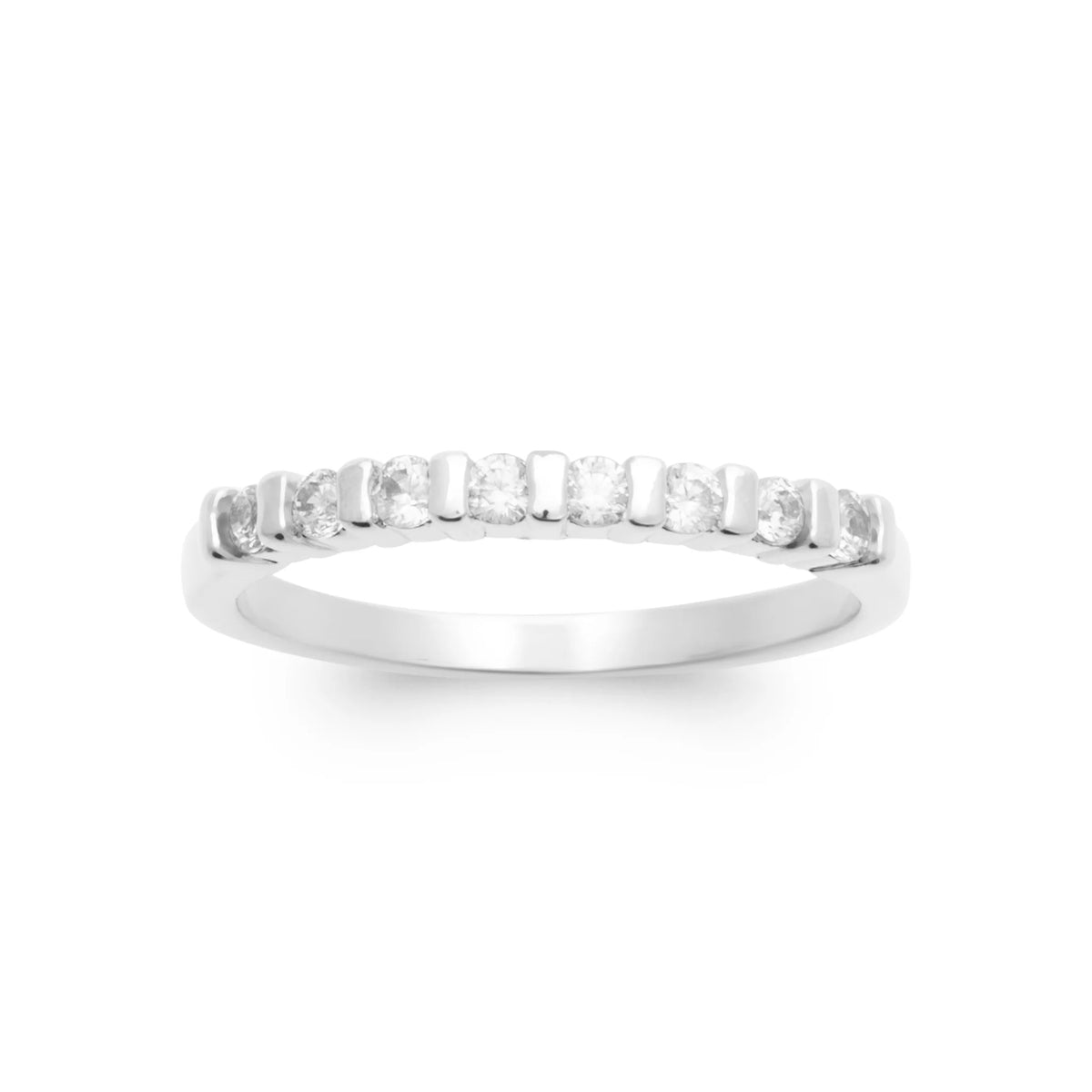Bague fine zircons espacés sertis clos en argent 925