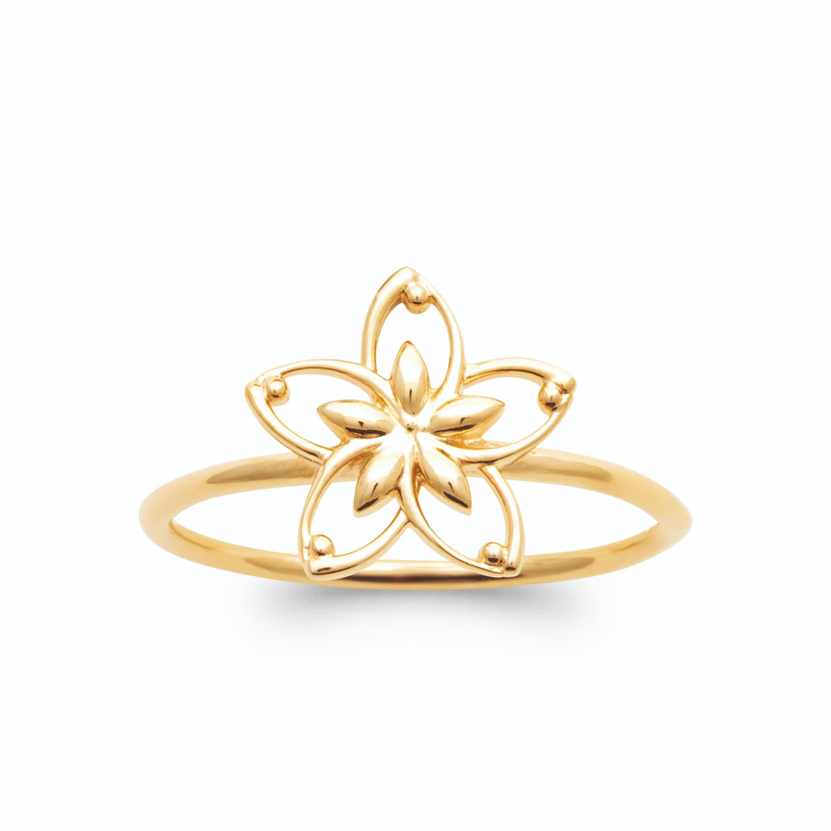 Bague fleur ajourée en fil d’or en plaqué or