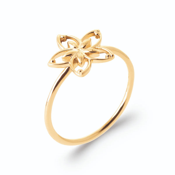 Bague fleur ajourée en fil d’or en plaqué or