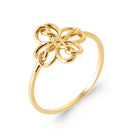 Bague fleur quatre pétales ajourés en fil d’or bordure granulée en plaqué or