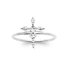 Bague fleur quatre pétales de navettes en argent 925, vue de face
